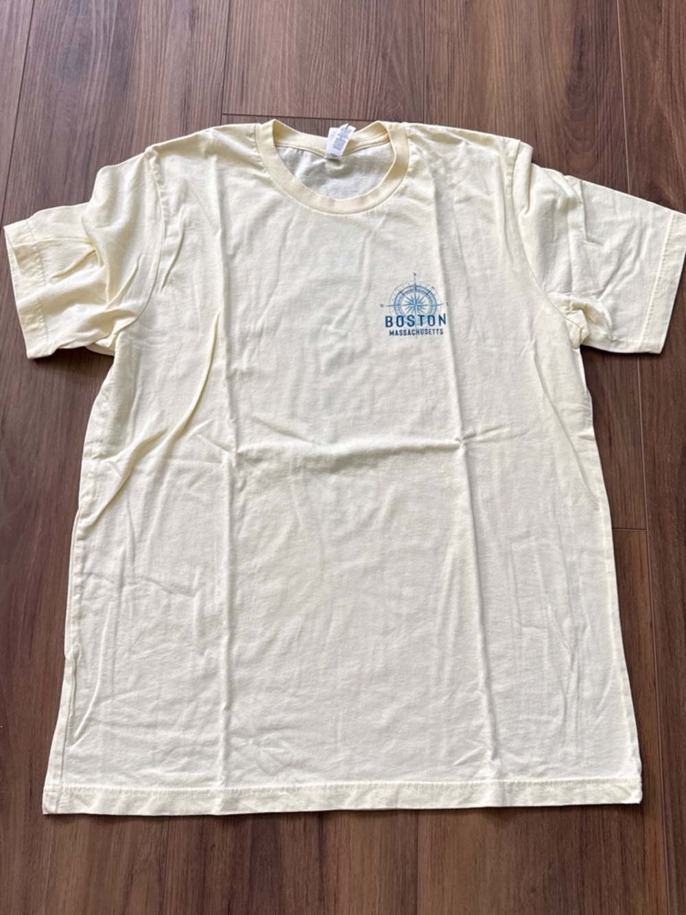 Men's Crewneck Graphic Tee in Pale Yellow - Boston Compass Print